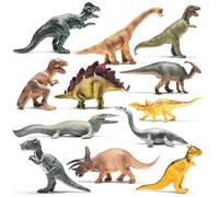 Prextex Assortiment de 12 Grands Dinosaures Figurines Réalistes - Dinosaure Jouet 25 cm en Plastique T-Rex et Autres Familles de Dinosaures Creatures Préhistoriques, Cadeau Enfants