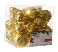 Prextex Boules de Noël Dorées pour Les Décorations de Noël - 36 Boules Noël Incassables avec Fil de Suspension pour la Décoration des Fêtes - Boules de Noël Dorées (Combo de 6 Styles en 3 Tailles)