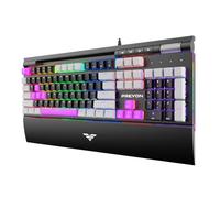PREYON Long Scratch Brown | Clavier mécanique/gaming | Rétroéclairage RVB | Boîtier en aluminium| Interrupteurs marron | Repose-poignet magnétique