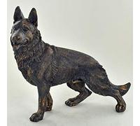 Prezents. com Grand Berger allemand Berger allemand debout Painted Bronze Sculpture en résine - Pet Gifts Démarquer Home Decor H18 cm