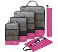 Prezon Cubes de Rangement Compressibles avec Sac à Chaussures de Voyage et Sac à Linge, Organiseur de Valise, Sac de Rangement Extensible pour organiser vos bagages de voyage, organiseur de bagages