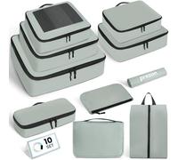 Prezon Cubes de rangement pour valise, lot de 10, organiseurs de bagages légers, cubes de rangement pour accessoires de voyage