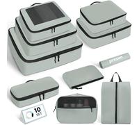 Prezon Cubes de rangement pour valise, lot de 10, organiseurs de bagages légers, cubes de rangement pour accessoires de voyage