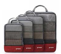 Prezon Lot de 4 cubes de rangement compressibles, organisateurs extensibles pour valise, parfaits pour le voyage et le rangement à la maison, Mesh TPU, Rouge