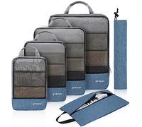 Prezon Lot de 6 cubes de rangement compressibles, organisateurs extensibles pour valise, parfaits pour le voyage et le rangement à la maison, Mesh TPU, Bleu