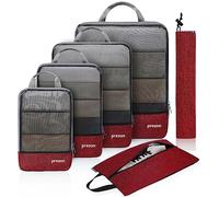 Prezon Lot de 6 cubes de rangement compressibles, organisateurs extensibles pour valise, parfaits pour le voyage et le rangement à la maison, Mesh TPU, Rouge