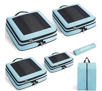 Prezon Lot de 6 cubes de rangement compressibles, organisateurs extensibles pour valise, parfaits pour le voyage et le rangement à la maison, Maille carrée, Menthe
