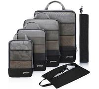 Prezon Lot de 6 cubes de rangement compressibles, organisateurs extensibles pour valise, parfaits pour le voyage et le rangement à la maison, Mesh TPU, Noir