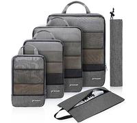 Prezon Lot de 6 cubes de rangement compressibles, organisateurs extensibles pour valise, parfaits pour le voyage et le rangement à la maison, Mesh TPU, Gris