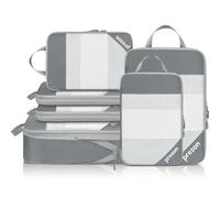 Prezon Versatile 6-Set Compression Hollow Packing Cubes, Conception en maille transparente, Peu encombrant et léger, Organiseur de bagages portable et durable, Gris