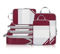 Prezon Versatile 6-Set Compression Hollow Packing Cubes, Conception en maille transparente, Peu encombrant et léger, Organiseur de bagages portable et durable, Bourgogne