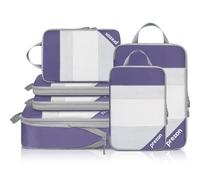 Prezon Versatile 6-Set Compression Hollow Packing Cubes, Conception en maille transparente, Peu encombrant et léger, Organiseur de bagages portable et durable, Indigo