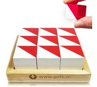 PrfcNL Blocs de test IQ : 9 cubes en bois blanc et rouge, 60 motifs, application mobile, idéal pour WISC, WAIS, préparation WPPSI, jouet cadeau STEM Montessori