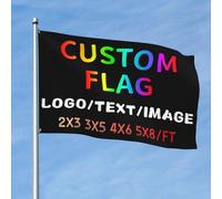 PRFELMG Drapeau Personnalisé 4x6 Ft - Créez votre bannière personnalisé avec photo, logo, texte pour jardin, camping, festival, entreprise, activité extérieure - Impression simple face.