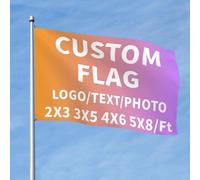 PRFELMG Drapeau personnalisé Double Face - Ajoutez Votre Propre Logo/Photo/Texte - 2x3Ft/3x5Ft/4x6Ft/5x8Ft - Bannière personnalisés pour Signalétique Extérieure, Activités Commerciales, Festivals.