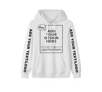 PRFELMG Hoodie personnalisé Ajoutez Votre Propre Photo/Texte, Hoodie Unisexe Hommes Femmes, créez Votre Propre nom ou Logo, Sweat personnalisé pour Couple, imprimé Devant/Dos/Manche