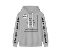 PRFELMG Hoodie personnalisé Ajoutez Votre Propre Photo/Texte, Hoodie Unisexe Hommes Femmes, créez Votre Propre nom ou Logo, Sweat personnalisé pour Couple, imprimé Devant/Dos/Manche