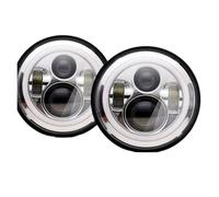 PRFGSGVBV Phare Avant 1 Paire Pour Suzuki Pour Voiture Samurai 4x4 7 Pouces Phare Led Salut/bas H4 Halo Yeux DRL Ensemble De Phares Projecteur Avants(40w Halo Chrome)