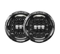 PRFGSGVBV Phare Avant 1 Paire Pour Suzuki Pour Voiture Samurai 4x4 7 Pouces Phare Led Salut/bas H4 Halo Yeux DRL Ensemble De Phares Projecteur Avants(90w Halo light Black)