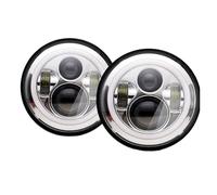 PRFGSGVBV Phare Avant 2pc Pour Land Pour Rover Pour Defender 90 110 Voiture 7 "phares LED Ronde Kit De Phares Yeux Halo Accessoire Projecteur Avants(Chrome 2pcs)