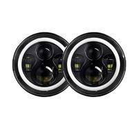 PRFGSGVBV Phare Avant 2pc Pour Land Pour Rover Pour Defender 90 110 Voiture 7 "phares LED Ronde Kit De Phares Yeux Halo Accessoire Projecteur Avants(Black 2pcs)