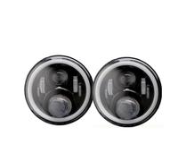 PRFGSGVBV Phare Avant Pour Land Pour Rover Pour Defender 90 110 12V Voiture Led 7 Pouces Phares DRL Ambre Clignotant Yeux Lumières Projecteur Avants(2pcs 6Leds Halo)