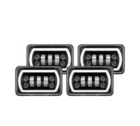 PRFGSGVBV Phare Avant Pour Offroad Pour Camions HL 4x6 Pouces 12V Phare Carré Noir Couleur DRL LED Accessoires De Lumière Conduite Rectangulaires Projecteur Avants(4pc LED Headlight)