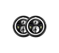 PRFGSGVBV Phare Pour JK Pour LJ Pour CJ Pour Hummer Pour OffRoad 4x4 12 V 24 V Voiture 7 Pouces Phare LED Feux Croisement H4 DRL Ensemble Lampe Avant Phares Avant Ensemble(Brown)