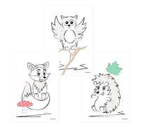 PRICARO Affiches, Animaux de la forêt, 20 x 30 cm, 3 pièces
