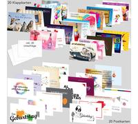 PRICARO Cartes d'anniversaire avec enveloppes et cartes postales "Motifs 3", A6, 40 pièces