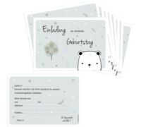 PRICARO Cartes d'invitation anniversaire enfant, A6 "Ours polaire", 10 pièces