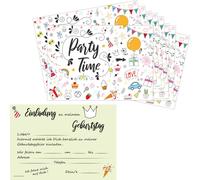 PRICARO Cartes d'invitation anniversaire enfant, A6 "Party Time", 10 pièces