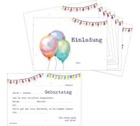 PRICARO Cartes d'invitation d'anniversaire pour enfants, A6 "Ballon", 10 pièces