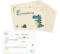 PRICARO Cartes d'invitation d'anniversaire pour enfants, A6 "Dino", 10 pièces