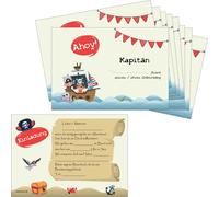 PRICARO Cartes d'invitation d'anniversaire pour enfants, A6 "Pirates", 10 pièces