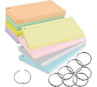 PRICARO Fiches, lignées, A7, perforées avec anneaux métalliques, 8 couleurs, 400 pièces