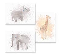 PRICARO Image de Toile, Animaux d'Afrique, 20 x 30 cm, 3 pièces