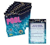 PRICARO Lot de 10 cartes d'invitation pour anniversaire d'enfant, format A6, « Pool Party »
