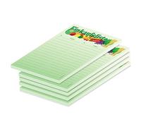 PRICARO Lot de 5 listes de courses magnétiques Vert Format A6 25 feuilles