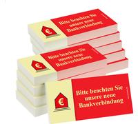 PRICARO Notes repositionnables "Nouvelles coordonnées bancaires", rouge, 100 feuilles, 10 pièces