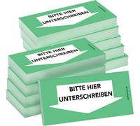 PRICARO Papillons adhésifs "Signez ici", en bas, vert, 100 feuilles, 10 pièces