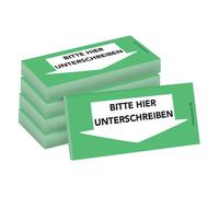 PRICARO Papillons adhésifs "Signez ici", en bas, vert, 100 feuilles, 5 pièces