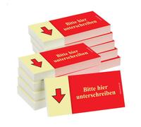 PRICARO Papillons adhésifs "Signez ici", flèche vers le bas, rouge, 100 feuilles, 10 pièces