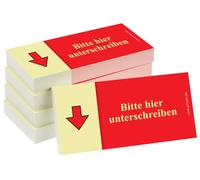PRICARO Papillons adhésifs "Signez ici", flèche vers le bas, rouge, 100 feuilles, 5 pièces