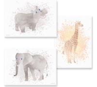 PRICARO Toile "Animaux d'Afrique", 20 x 30 cm, lot de 3
