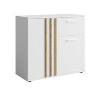 PRICE FACTORY Commode Varia - 2 Portes et 1 tiroir - Design Moderne Coloris Blanc et chêne Artisan