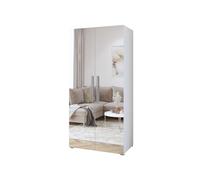 PRICE FACTORY just for you Armoire 100cm Deux Portes avec miroirs intégrales. Garde Robe Collection Jupiter.