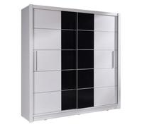 PRICE FACTORY just for you Armoire Collection Brescia, 2 Portes coulissantes Coloris Noir et Blanc, penderie intégrée.