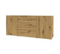 PRICE FACTORY just for you Buffet 140cm Collection EVA 2 Portes et 3 tiroirs. Couleur chêne et Noir.