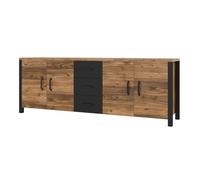 PRICE FACTORY just for you Buffet Darwin - 220 cm en épicéa et Noir Mat